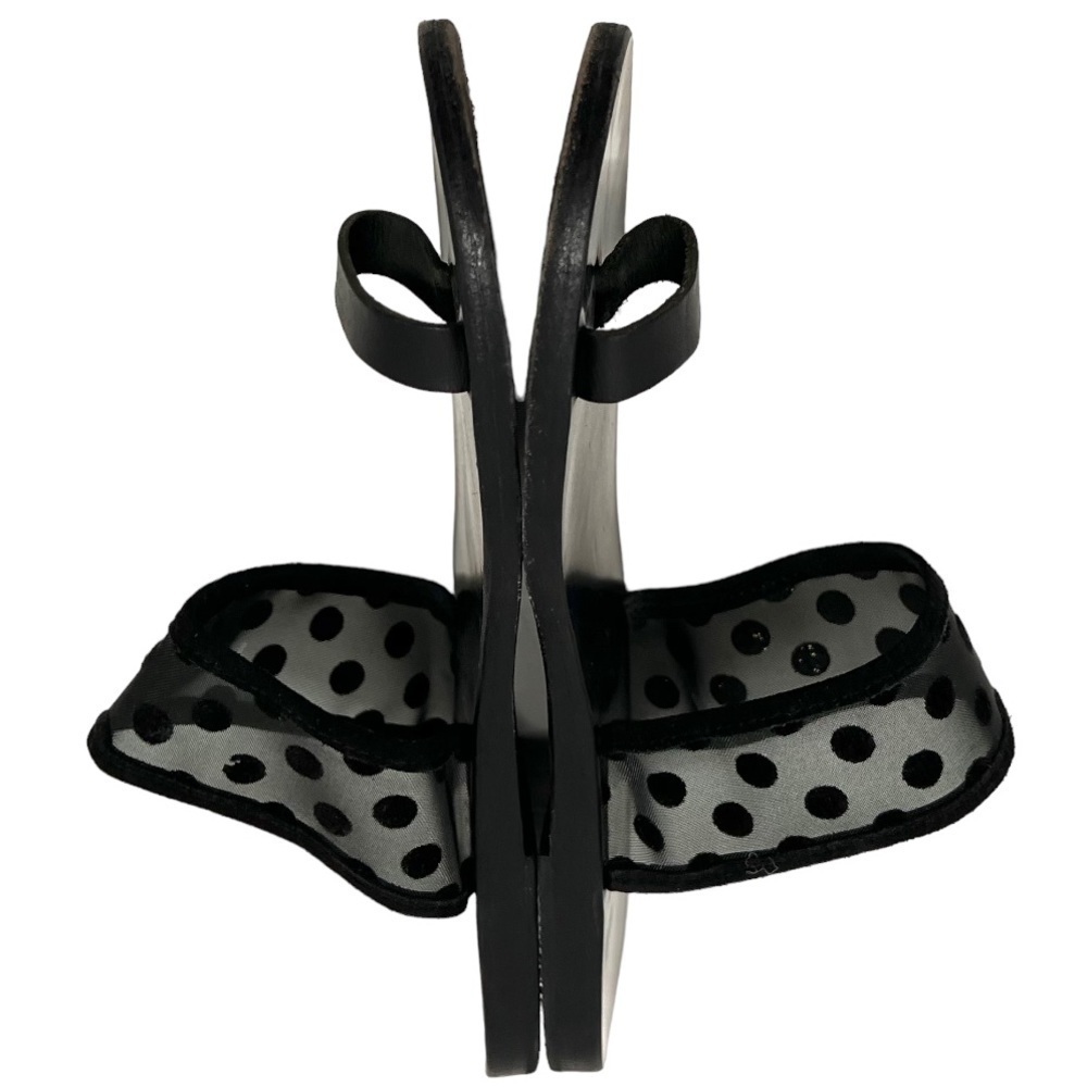 Ancient Greek Sandals Black Leather Sheer Polka Dot Toe Loop Slide Sandals 38 - Picture 10 of 14